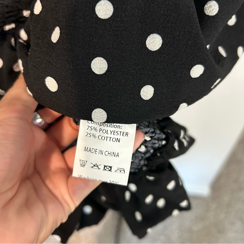 Emerson Lang Black and White Polka Dot Blouse - Picture 4 of 7